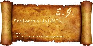 Stefanits Jolán névjegykártya